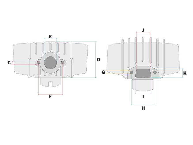 Cylinder 70cc Airsal pin 12 aluminium Puch MV / VS / DS / VZ / MC etc. + head (forced cooling!) product